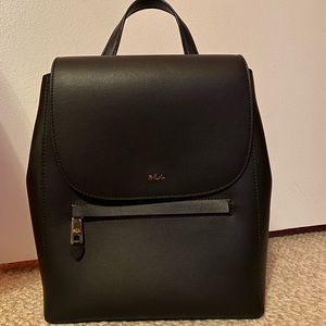 Lauren Ralph Lauren Black Leather Bookbag